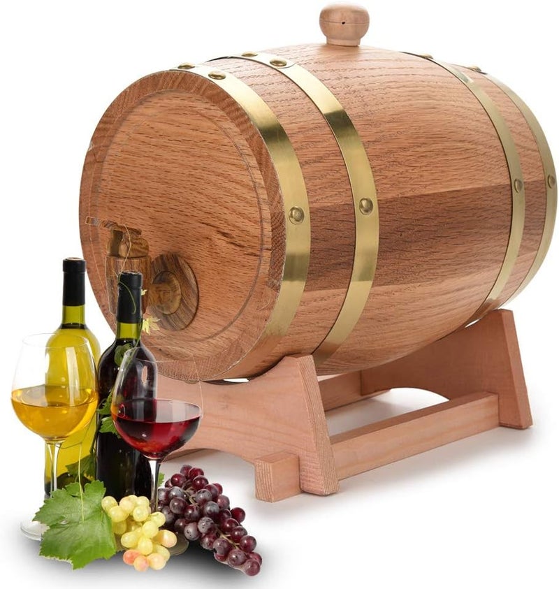 Keenso Vintage Wood Oak Wine Dispenser, 3L Capacity, Spirits Storage Barrel - Image 2